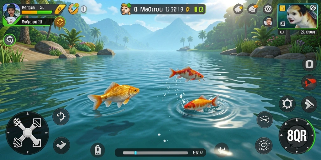 Tampilan gameplay 8QR yang menampilkan pengalaman memancing yang mendebarkan.