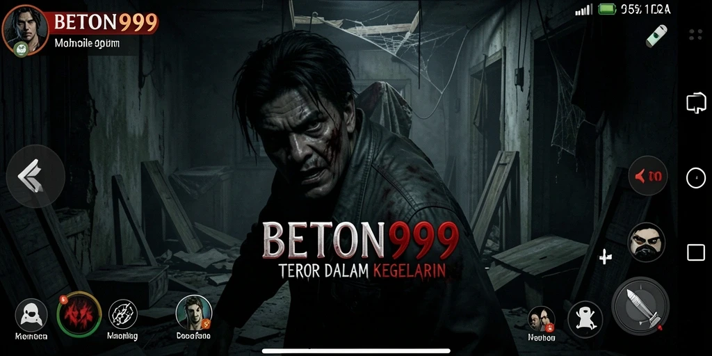Tampilkan gameplay yang menegangkan dari BETON999 dengan suasana horor.