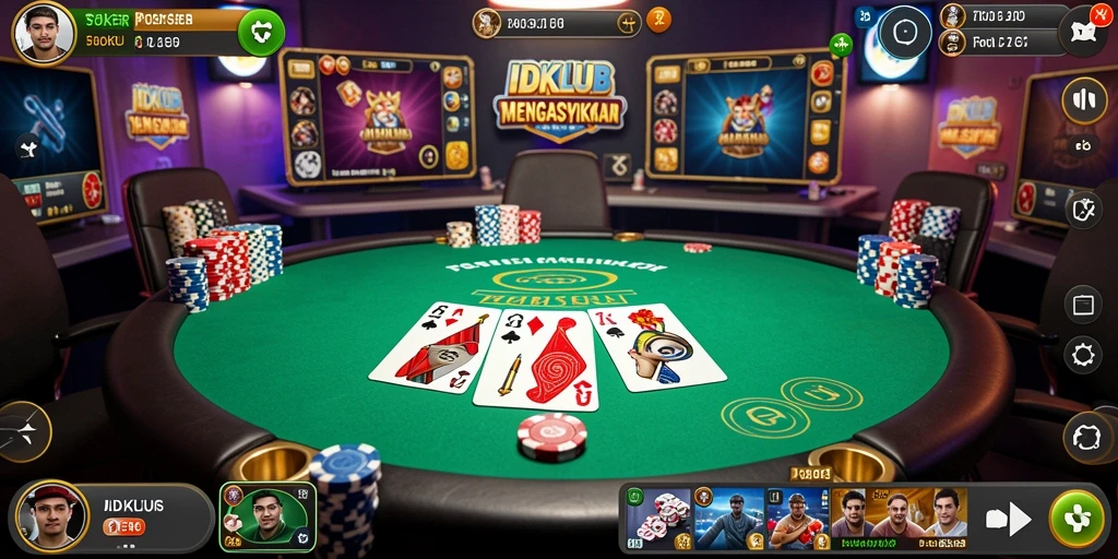 Tampilan gameplay Poker yang menantang dan seru di IDKLUB.