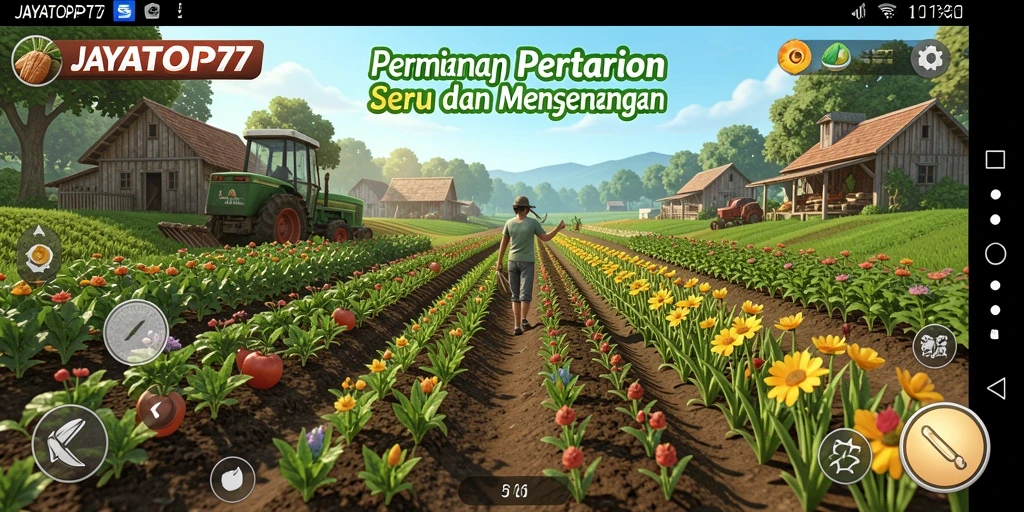 Tampilan gameplay JAYATOP77 yang menarik di lahan pertanian.