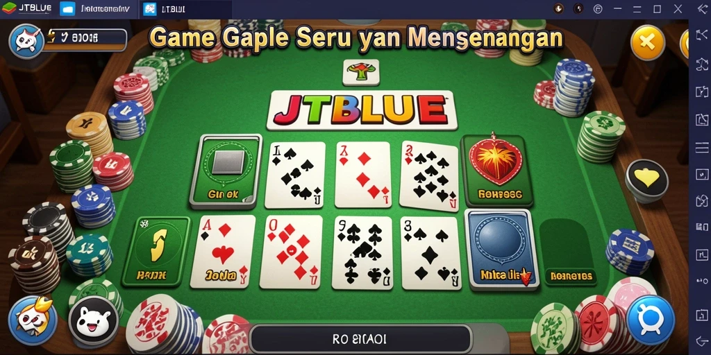 Screenshot gameplay JTBLUE menunjukkan momen seru dalam permainan Gaple.