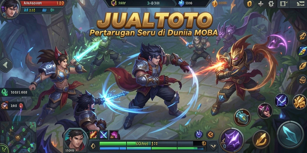 Screenshot gameplay JUALTOTO dengan pertarungan tim yang intens.