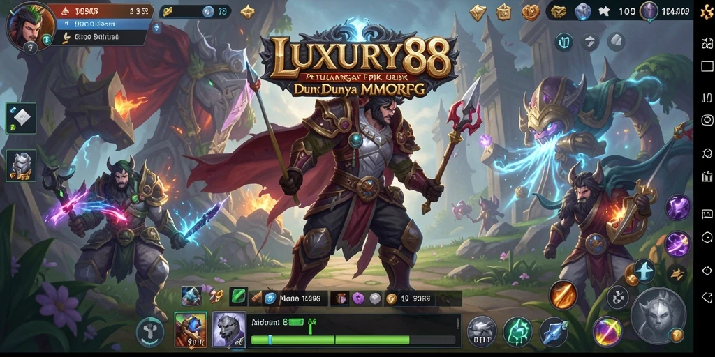 Tampilan gameplay LUXURY88 dengan karakter beraksi di dunia fantasi.