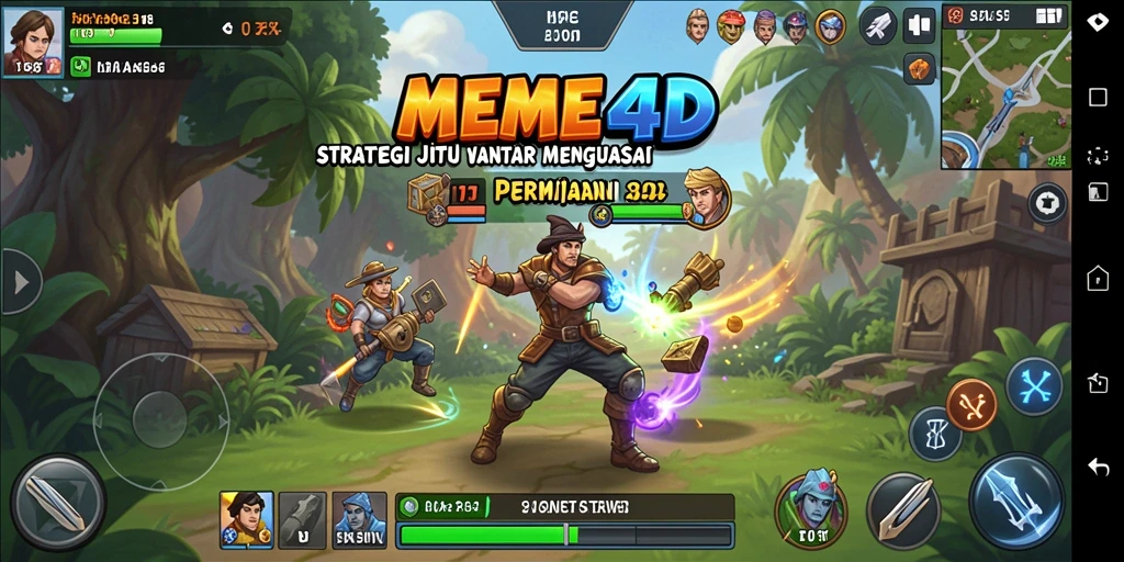 Tampilkan gameplay menarik dalam permainan strategi MEME4D.