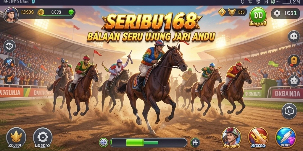 Tampilan gameplay SERIBU168 dengan aksi balapan yang seru.